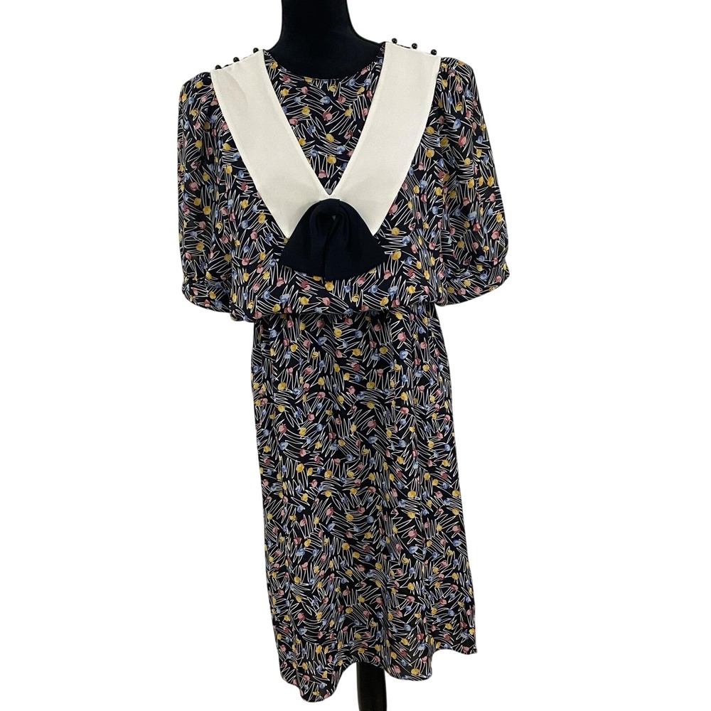 Vintage JB Two Dress, Button Attached Collar with Bow,Perfect Condition! Size 12